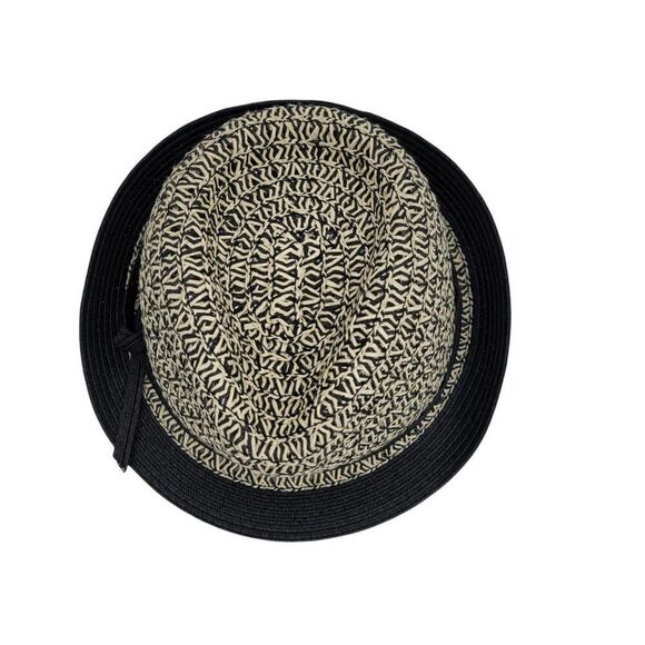 Scala Pronto Retro 60\'s Trilby Paper Braided Narrow Brim Fedora‎ Hat Black Tan main image 4